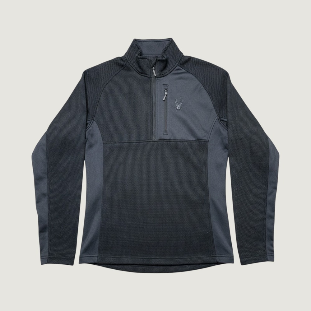Spyder Mens Gray Waffle Knit Quarter Zip Pullover Jacket Med Outdoor Lightweight